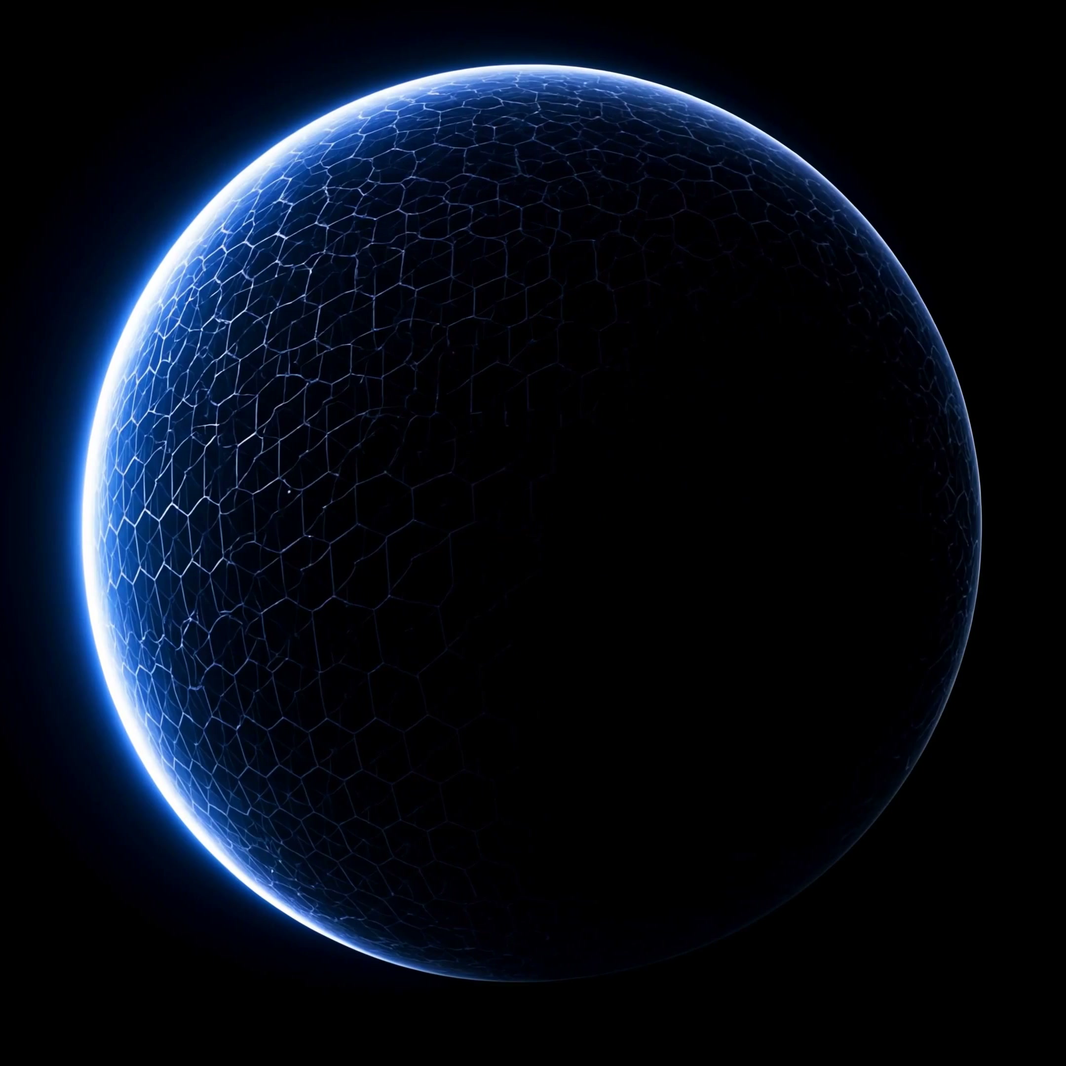 Dark ZeroPoint sphere with a blue-white illuminated edge
